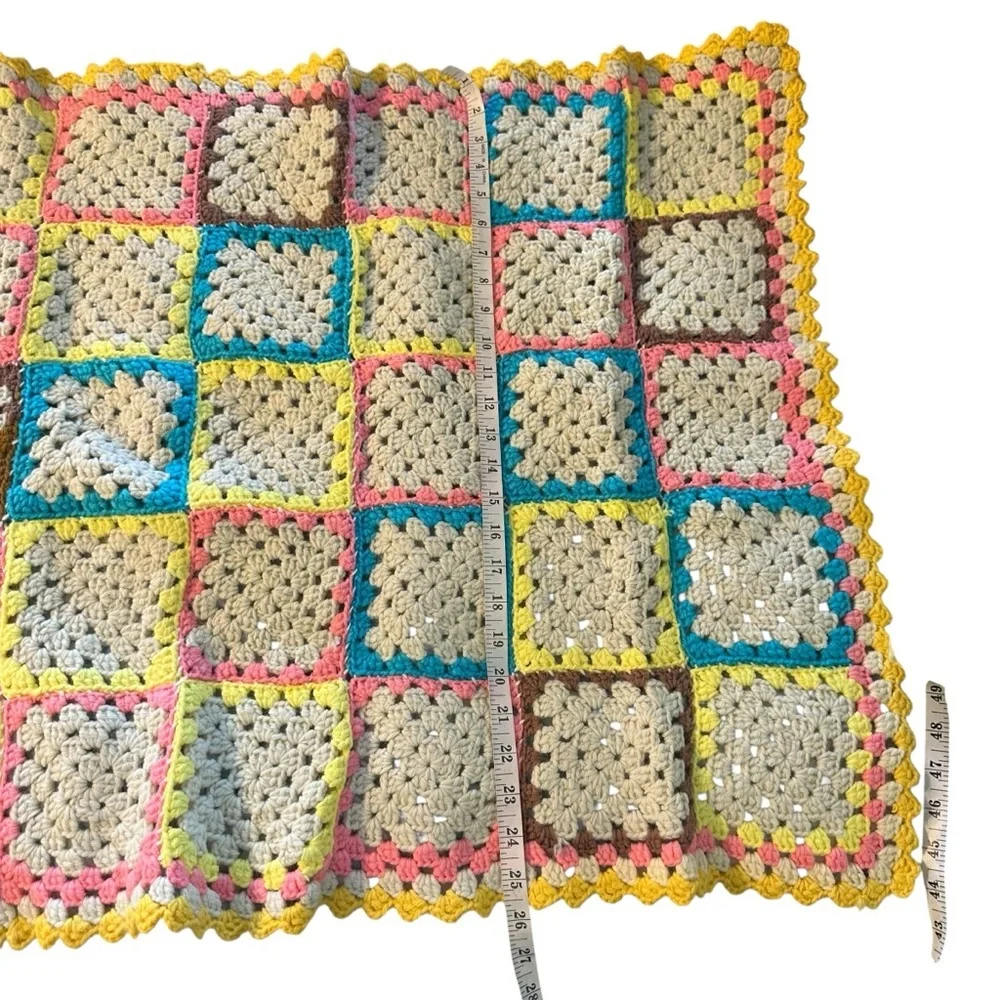 Vintage Handmade Colorful Baby Crochet Blanket